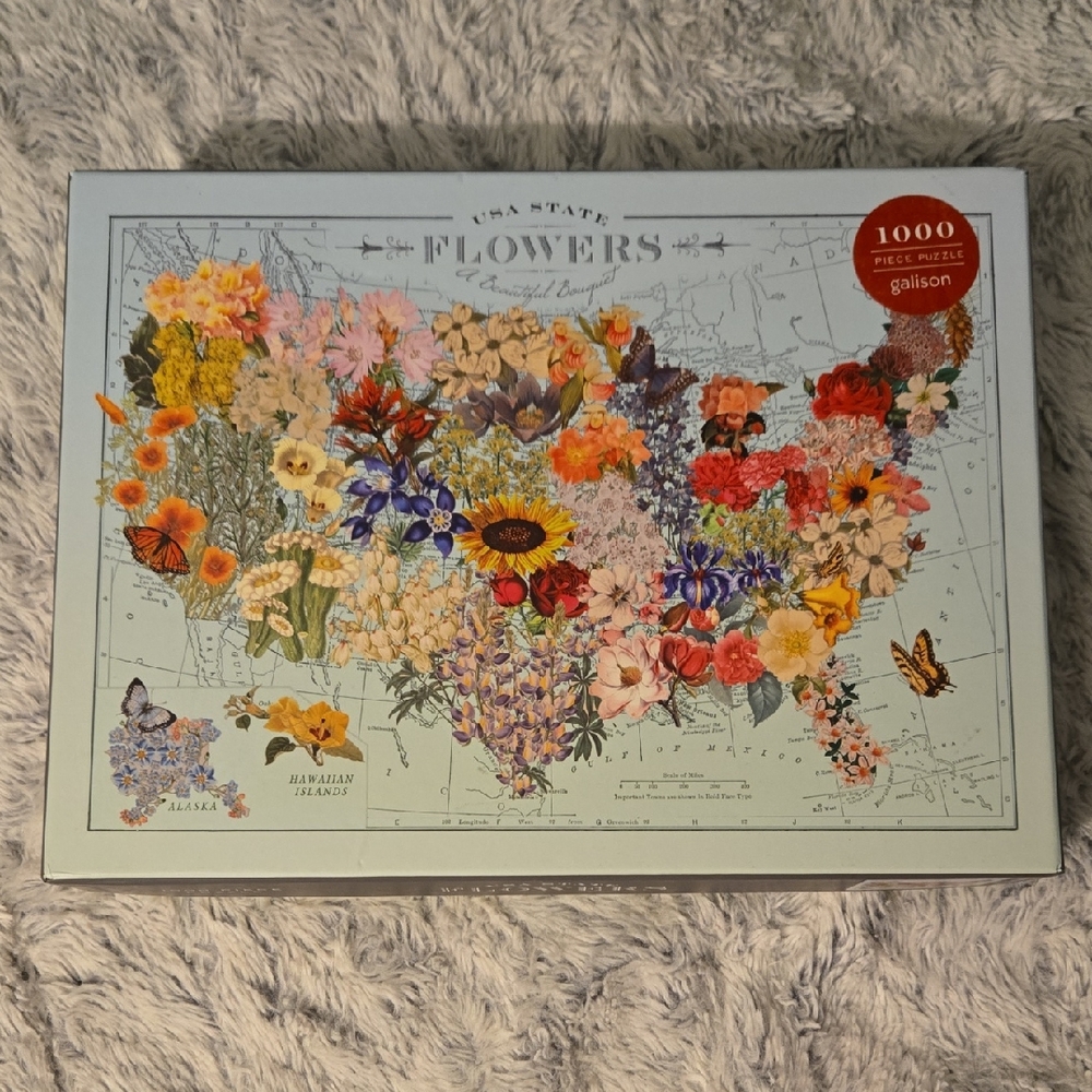Galison USA State Flowers Colorful 1000-Piece Puzzle